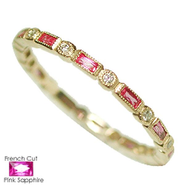18K GOLD ETERNITY WEDDING RING WITH RUBY BAUGETTES AND DIAMONDS 13MM