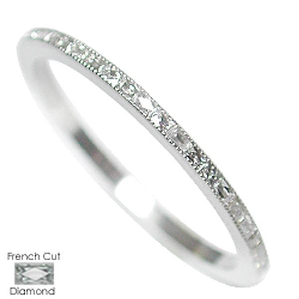 PLATINUM FRENCH CUT AND ROUND DIAMOND ETERNITY RING 13MM