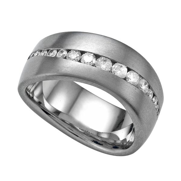 WEDDING RING WITH CHANNEL SET GRADUATED DIAMONDS AND SATIN FINISH 75MM