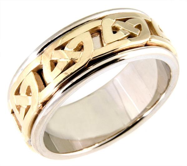 14KT TWO TONE WEDDING RING CELTIC THEME 8MM