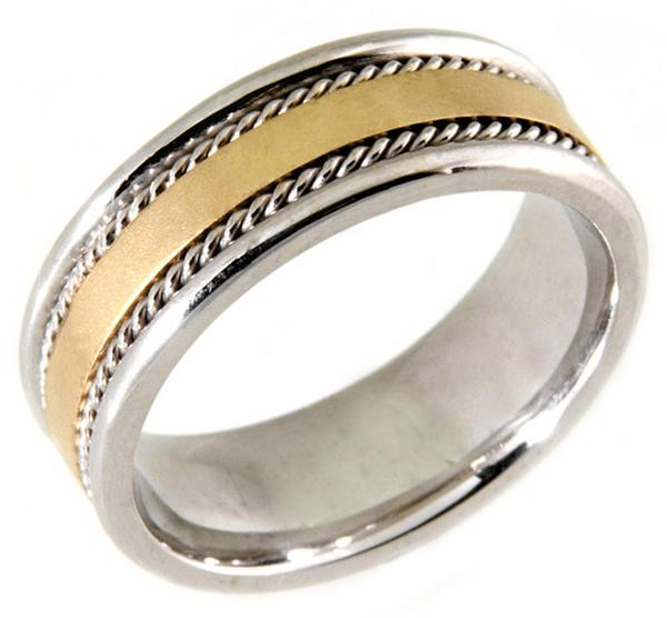 14KT WHITE AND YELLOW GOLD WEDDING RING 8MM