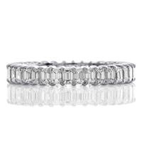 PLATINUM AND EMERALD CUT DIAMOND ETERNITY RING