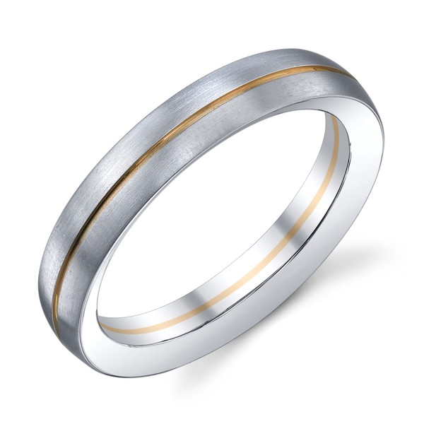 WEDDING RING SATIN FINISH WITH ROSE GOLD ACCENT 4.5MM