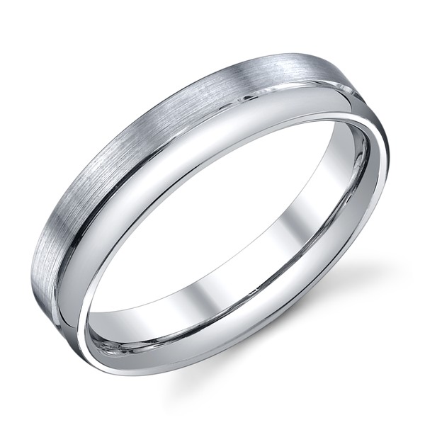 WEDDING RING SATIN FINISH AND BRIGHT POLISH RING WITH GROOVE 5MM