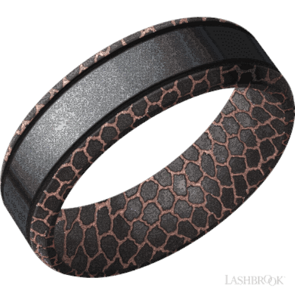 7 mm wide/Beveled/Superconductor Noir band with one 4 mm Centered inlay of Tantalum