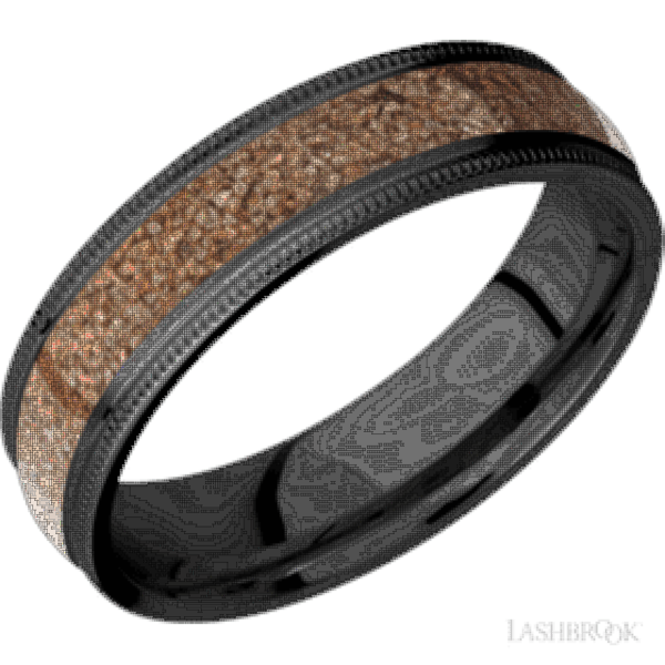 Zirconium with Satin Finish and Dinosaur Bone Tan Inlay -