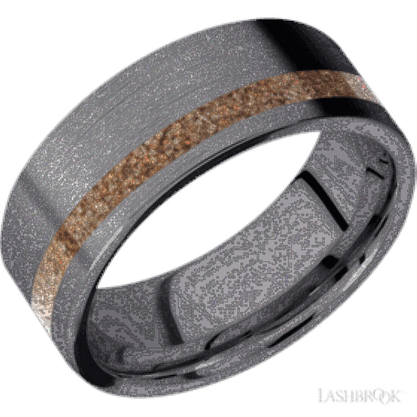 Tantalum band with  inlay of Dinosaur Bone Tan.