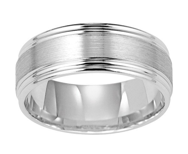14K WHITE GOLD SATIN WITH BRIGHT EDGES 8MM