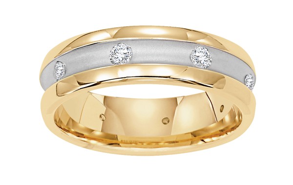 TWO TONE 4.5MM DIAMOND RING IN GOLD OR PLATINUM AND GOLD