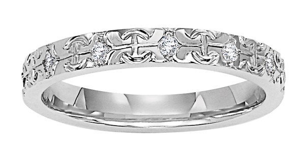 ENGRAVED DIAMOND RING WITH CARVED ELEMENTS IN GOLD OR PLATINUM