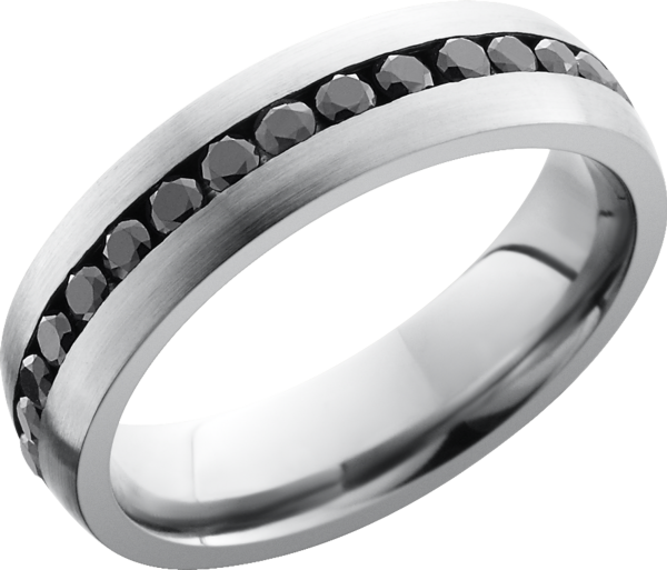 Titanium 6mm domed band with .04ct channel-set eternity black diamonds