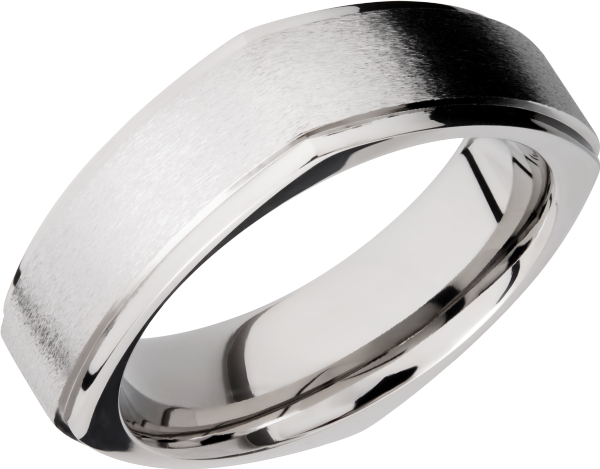 Titanium 7mm flat square band with grooved edges