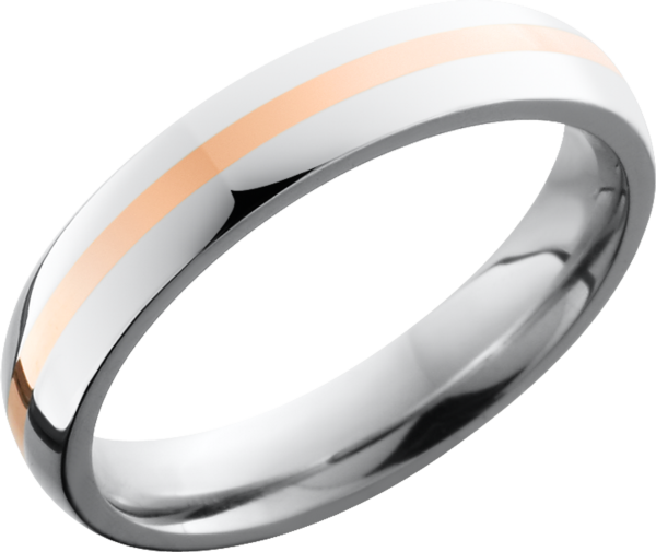Cobalt chrome 4mm domed band with a 1mm inlay of 14K Rose Gold