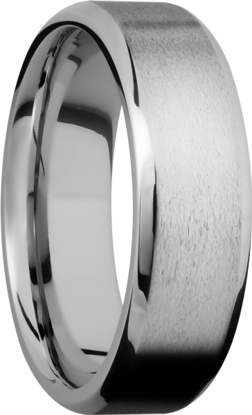 Cobalt chrome 7mm beveled band with a stone finish
