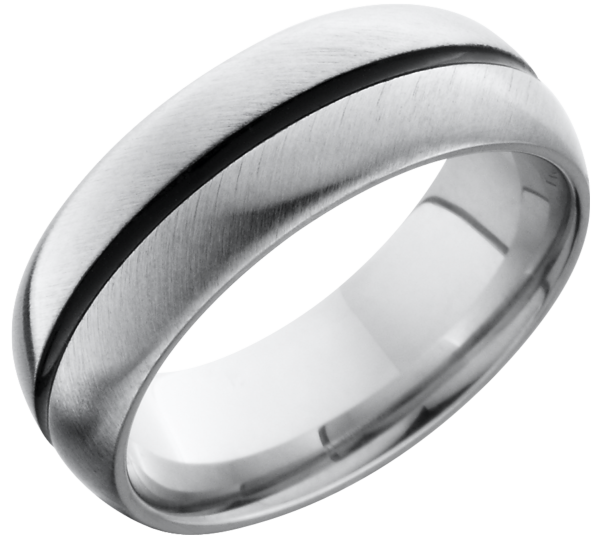 Cobalt chrome 8mm domed band with a 1mm groove down the center of the band