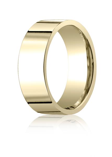 14K YELLOW GOLD FLAT SHAPE COMFORT FIT RING 8MM
