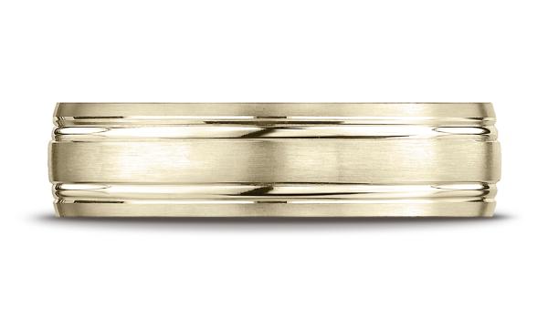 Yellow Gold 6mm Comfort-Fit Satin-Finished with Parallel Grooves Carved Design Band