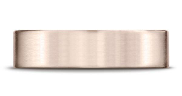 14k Rose Gold 6mm Comfort-Fit Satin-Finished Flat Profile Design Band