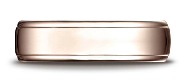 14 Karat Rose Gold 6.5mm Comfort-Fit Drop Edge High Polish Design Band