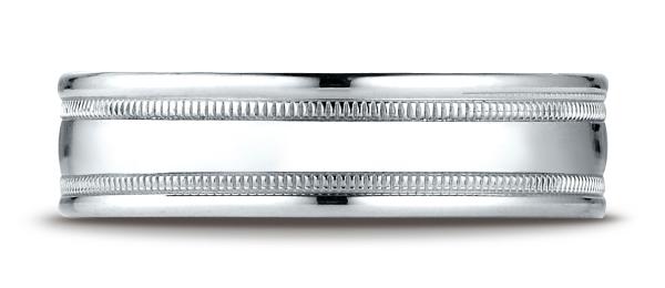 White Gold 6mm Comfort-Fit High Polished with Millgrain Round Edge