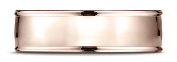 14k Rose Gold 7mm Comfort-Fit  high polish finish round edge Design band