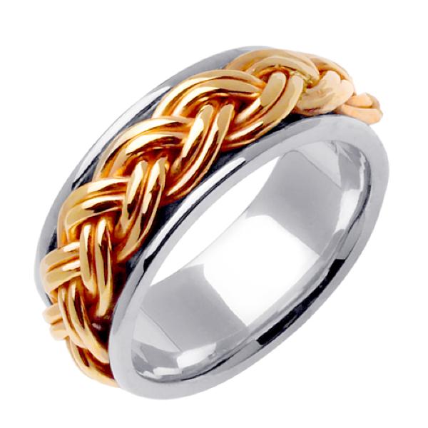 14KT WHITE WITH YELLOW GOLD BRAID WEDDING RING 10MM