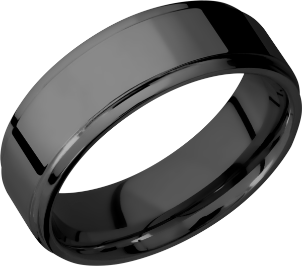 Zirconium 7mm flat band with grooved edges