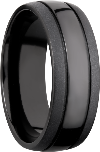 Zirconium 8mm domed band with 2, .5mm grooves