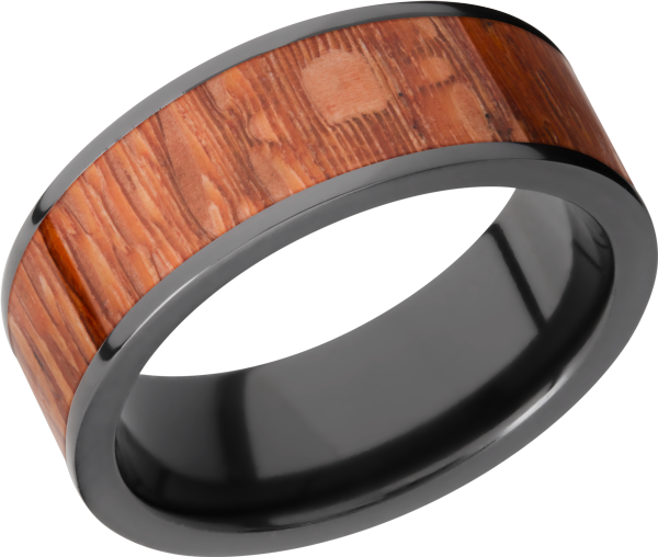 ZIRCONIUM8MM FLAT BAND WITH AN INLAY OF LEOPARD WOOD