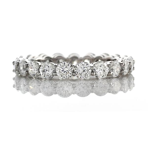 SHARED PRONG HAND MADE ETERNITY BAND GOLD OR PLATINUM 2.5 CARATS