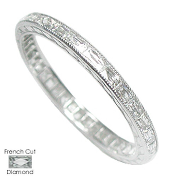 PLATINUM ETERNITY WEDDING RING WITH FRENCH CUT BAGUETTES 2.2MM