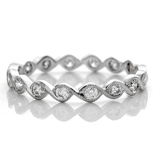 SCALLOPED SWIRL DESIGN ETERNITY BAND IN GOLD OR PLATINUM