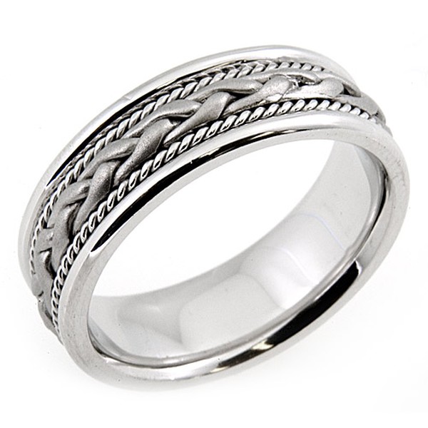 14KT WEDDING RING WITH BRAID IN CENTER AND TWISTS ON SIDES