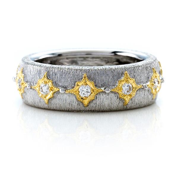 18K GOLD TWO TONED STONE FINISH AND DIAMONDS 6.75MM