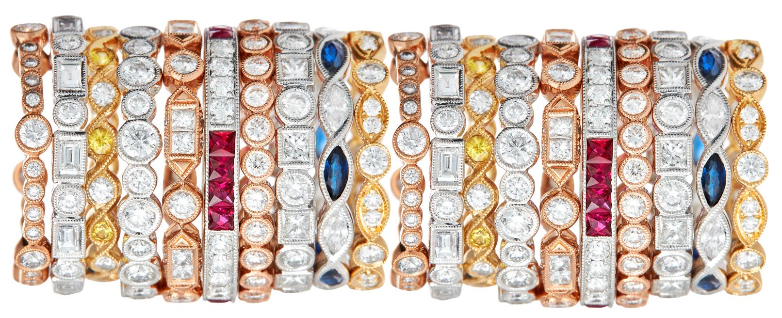 STACKABLE  BANDS,ruby,sapphire,yellow diamomd,yellow sapphore pink gold , rose gold,platinum