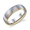 COMFORT FIT WEDDING RING SATIN FINISH WHITE WITH  GOLD ACCENT EDGE 6MM