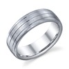 WEDDING RING BRUSHED FINISH WITH THIN GROOVES COMFORT FIT 7MM