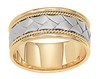 14K TWO COLOR WEDDING RING FLAT BRAIDED BAND 8.5MM