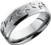 Titanium 7mm beveled band with a laser-carved turkey track pattern