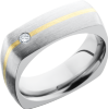 Titanium 7mm domed square band with an inlay of 14K yellow gold and a flush-set .07ct diamond