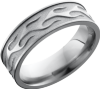 Titanium 7mm flat band with a laser-carved contour flame