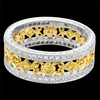 18K GOLD WEDDING RING SET WITH YELLOW SAPPHIRES AND DIAMONDS 6.8MM