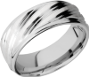 Cobalt chrome 8mm flat band with rounded edges and a laser-carved stripe pattern