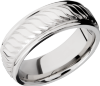 Cobalt chrome 8mm flat band with rounded edges and a laser-carved twist pattern