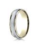 14k Two-Toned 6mm Comfort-Fit Satin Finish Carved Design Band with Milgrain
