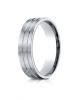 White Gold 6mm Comfort Fit Satin-Finished with Parallel Center Cuts Carved Design Band