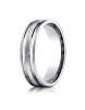 White Gold 6mm Comfort-Fit Satin-Finished with Parallel Grooves Carved Design Band