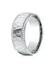White Gold 8mm Comfort-Fit Rope Edge Hammered Finish Design Band