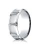 White Gold 8mm Comfort-Fit Satin-Finished Beveled Edge Concave with Horizontal Cuts