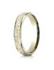 Yellow Gold Comfort Fit 4mm High Polish Edge Hammered Center Design Band